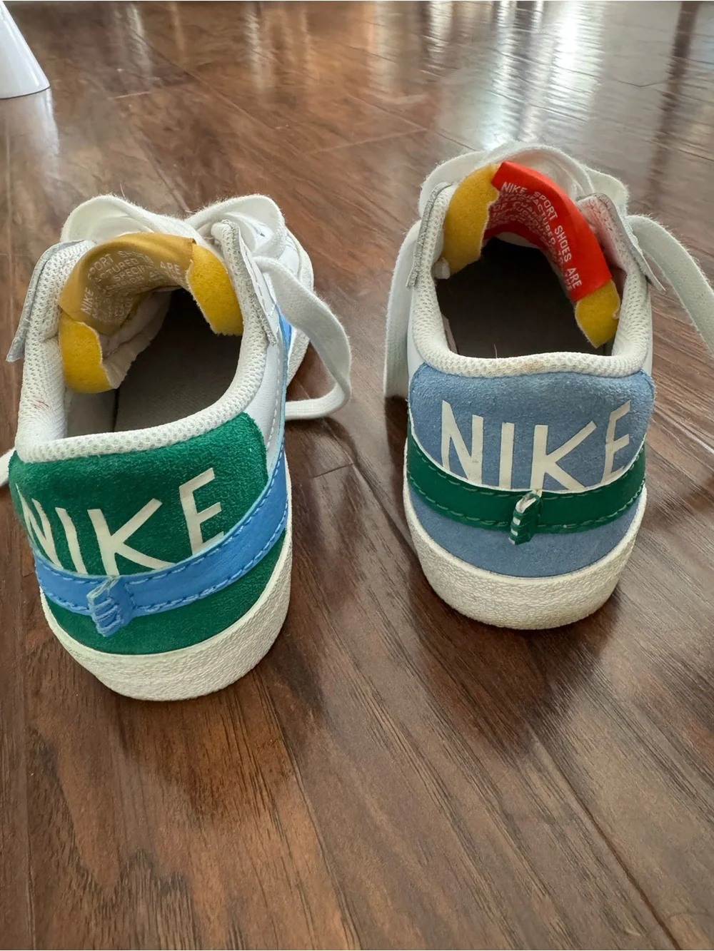 Nike blazers White Leather with Green, Blue and Orange Accent. Low top